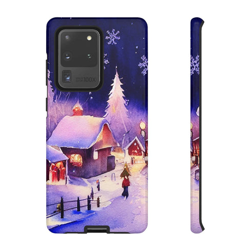 Christmas Homes in the Snow - Impact Resistant Phone Case Samsung Galaxy S20 Ultra Glossy